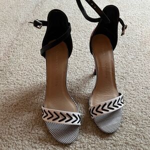 Chinese Laundry Black and White  and Neon Heels with Ankle Straps